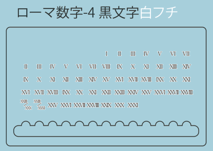 ローマ数字-4　黒文字白フチ